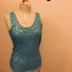 Beautiful Boston Proper sea green sequin tank top